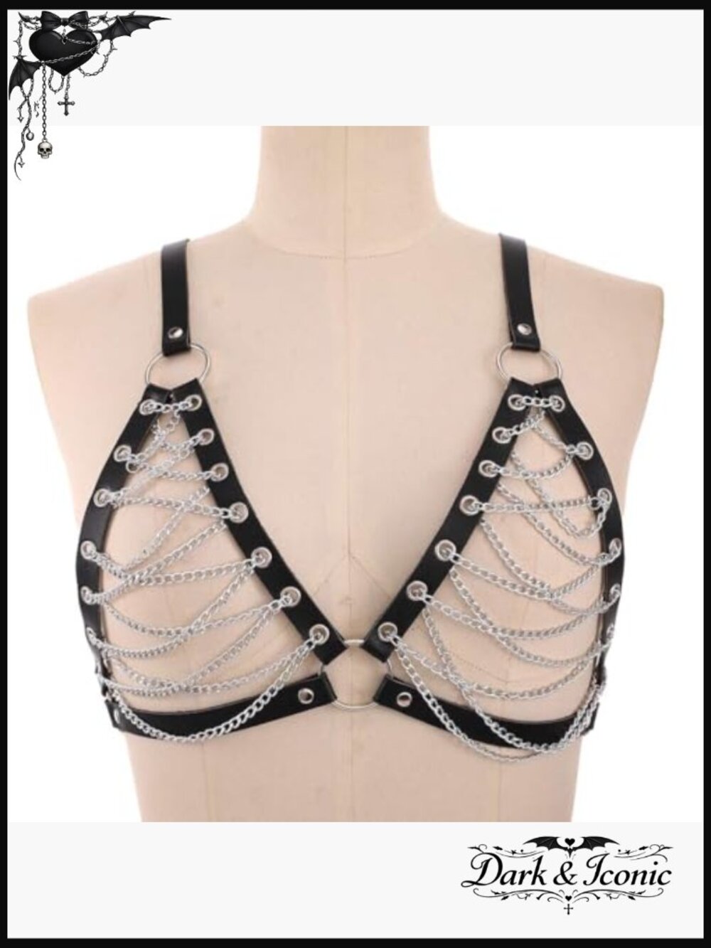 Adjustable Leather Chest Harness Body Chain Gothic Rave Accessory - Picture 2 of 7